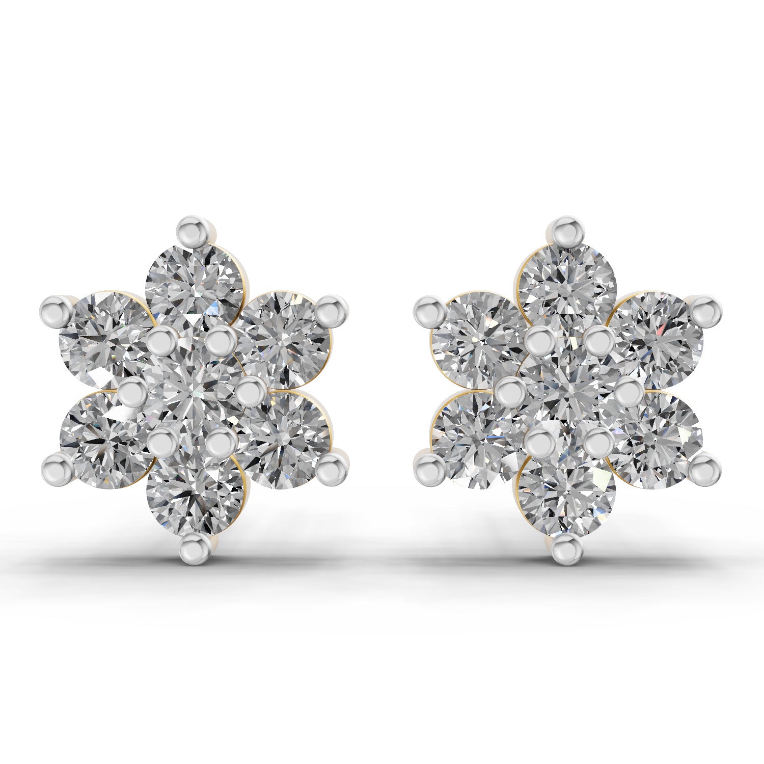 0.41 Ct  Round Shape Floral Diamond Stud Earrings | 14K Rose Gold