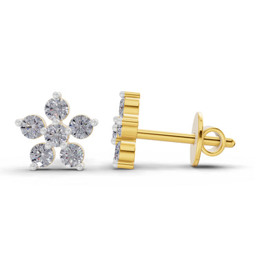 0.35 Carat Everglow Flower Diamond Earrings for Women | 14K Yellow Gold