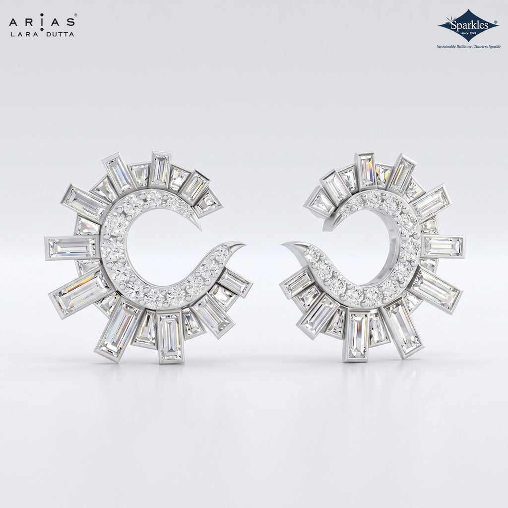 Arias by Lara Dutta Emerald & Baguette Diamond Studs
