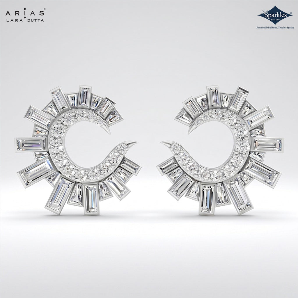Arias by Lara Dutta Emerald & Baguette Diamond Studs