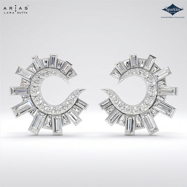 Arias by Lara Dutta Emerald & Baguette Diamond Studs