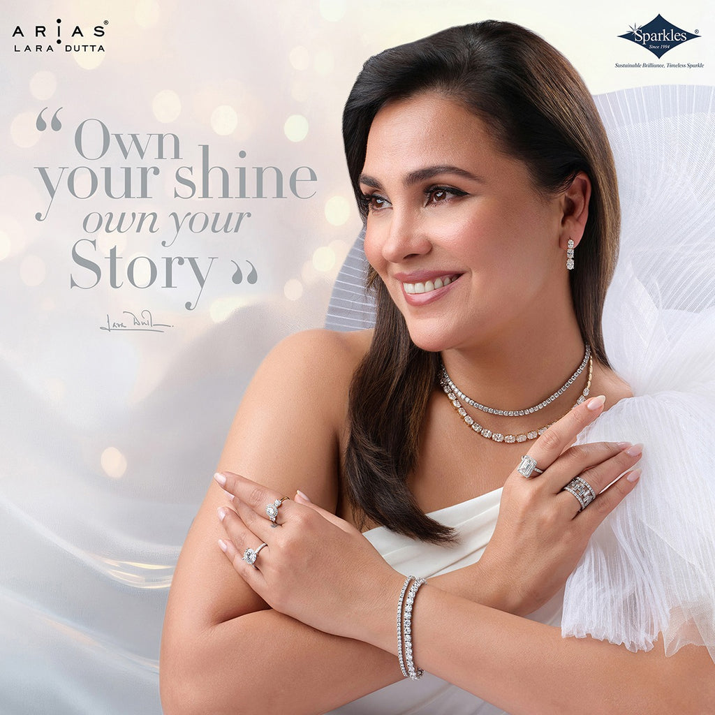 Arias by Lara Dutta Multi-Shape Diamond Linear Drop Earring