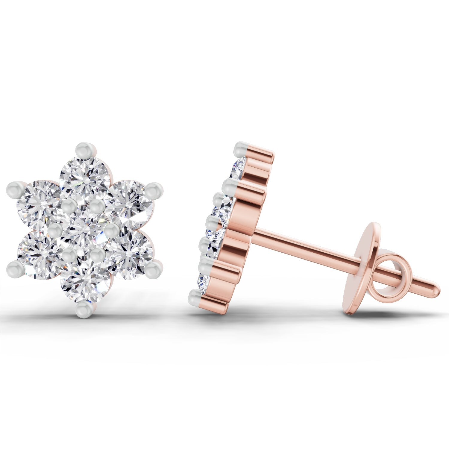 0.97 CtRound Shape Earrings | 14K Rose Gold