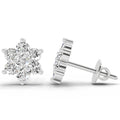 0.97 Ct Round Flower Stud Earrings |  14K White Gold