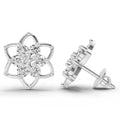 1.09 Ct Round Lotus Flower Style Earrings | 14K White Gold
