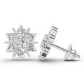 1.02 Ct Round Snowflake Earrings | 14K White Gold