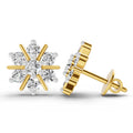 1.02 Ct Round Snowflake Earrings | 14K Yellow Gold