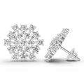 1.67 Ct Round Snowflake Stud Earrings | 14K White Gold