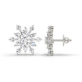 1.4 Ct Round Snowflake Stud Earrings | 14K White Gold