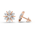 0.94 Ct Round Flower Stud Earrings | 14K Rose Gold