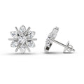 0.94 Ct Round Flower Stud Earrings | 14K White Gold