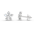 0.55 Ct Floral Stud Earrings | 14K White Gold