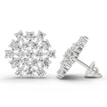 0.35 Ct Round Cluster Stud Earrings | 14K White Gold