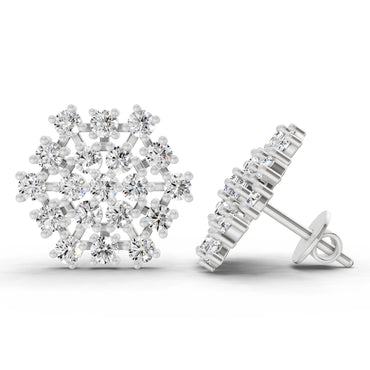 0.35 Ct Round Cluster Stud Earrings | 14K White Gold