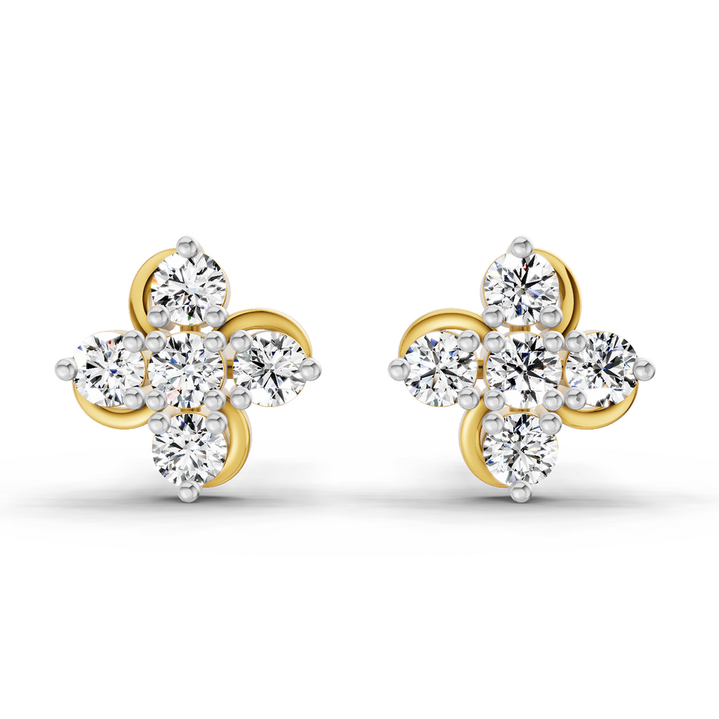 0.35 Ct  Round Shape Diamond Stud Earrings | 14K Yellow Gold