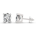 2.64 Ct Cushion Shape 4 Prong Solitaire Diamond Stud Earrings | 14K Rose Gold