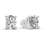 2.64 Ct Cushion Shape 4 Prong Solitaire Diamond Stud Earrings | 14K Rose Gold