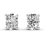 2.64 Ct Cushion Shape 4 Prong Solitaire Diamond Stud Earrings | 14K Rose Gold