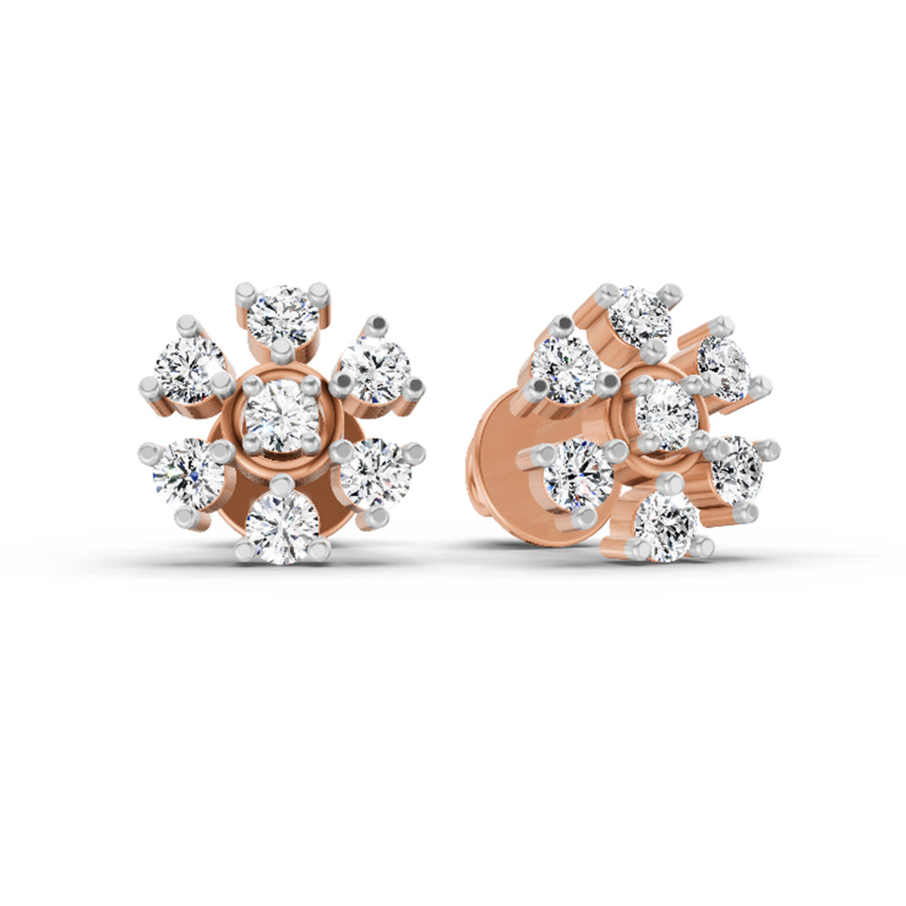 0.70 Ct Round Lily Earrings | 14K Rose Gold