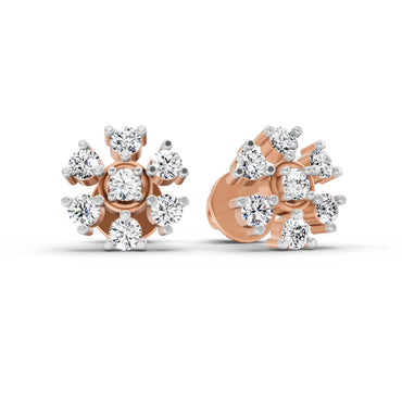 0.70 Ct Round Lily Earrings | 14K Rose Gold