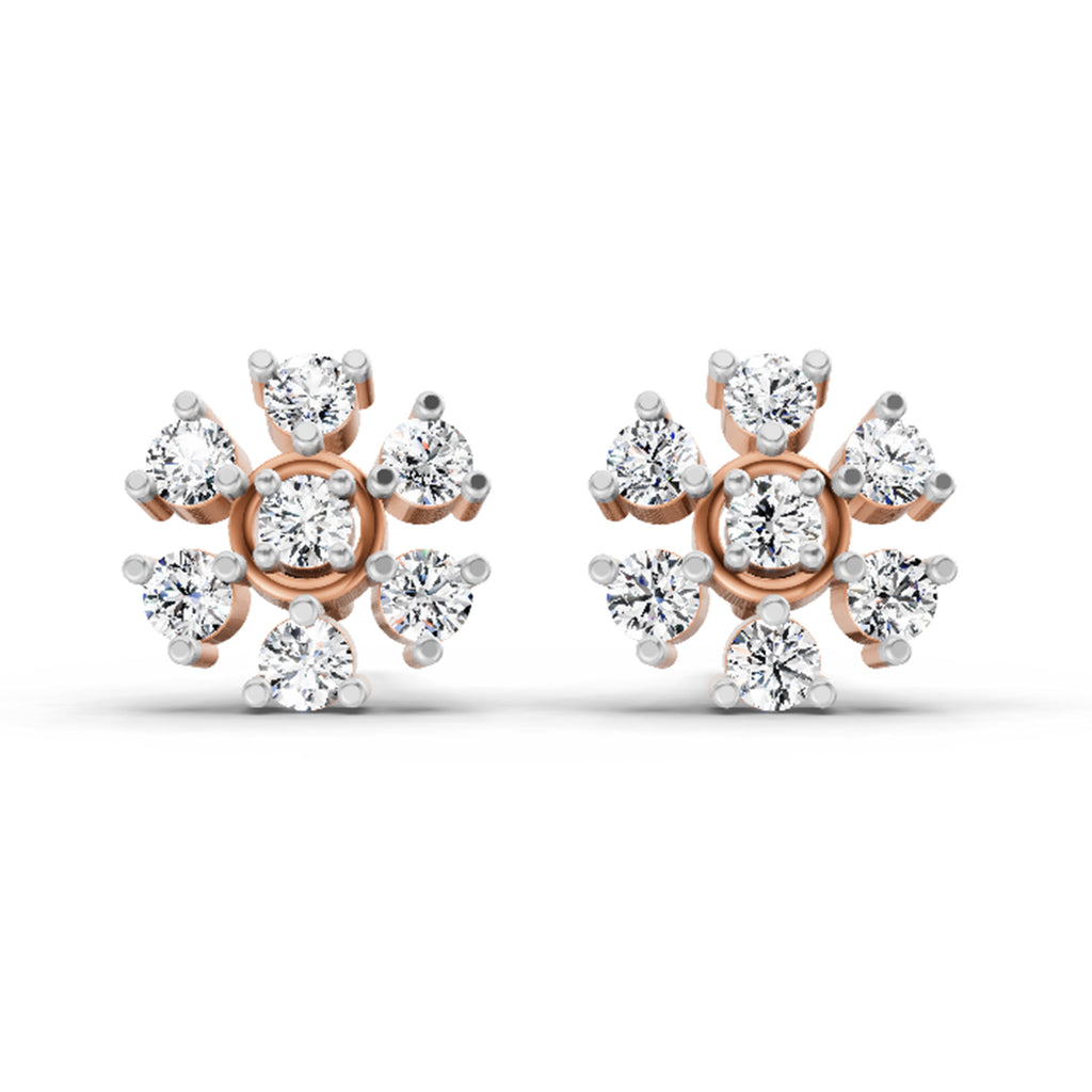 0.70 Ct Round Lily Earrings | 14K Rose Gold