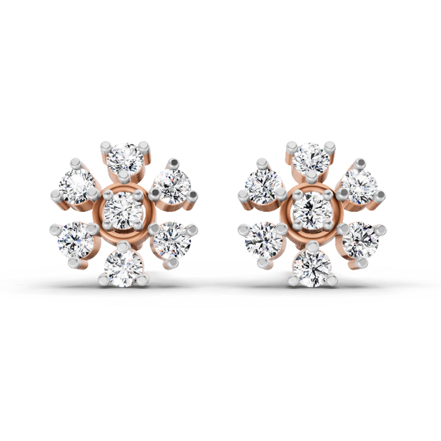 0.70 Ct Round Lily Earrings | 14K Rose Gold