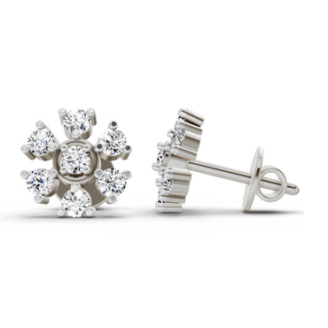 0.70 Ct Round Lily Earrings | 14K White Gold