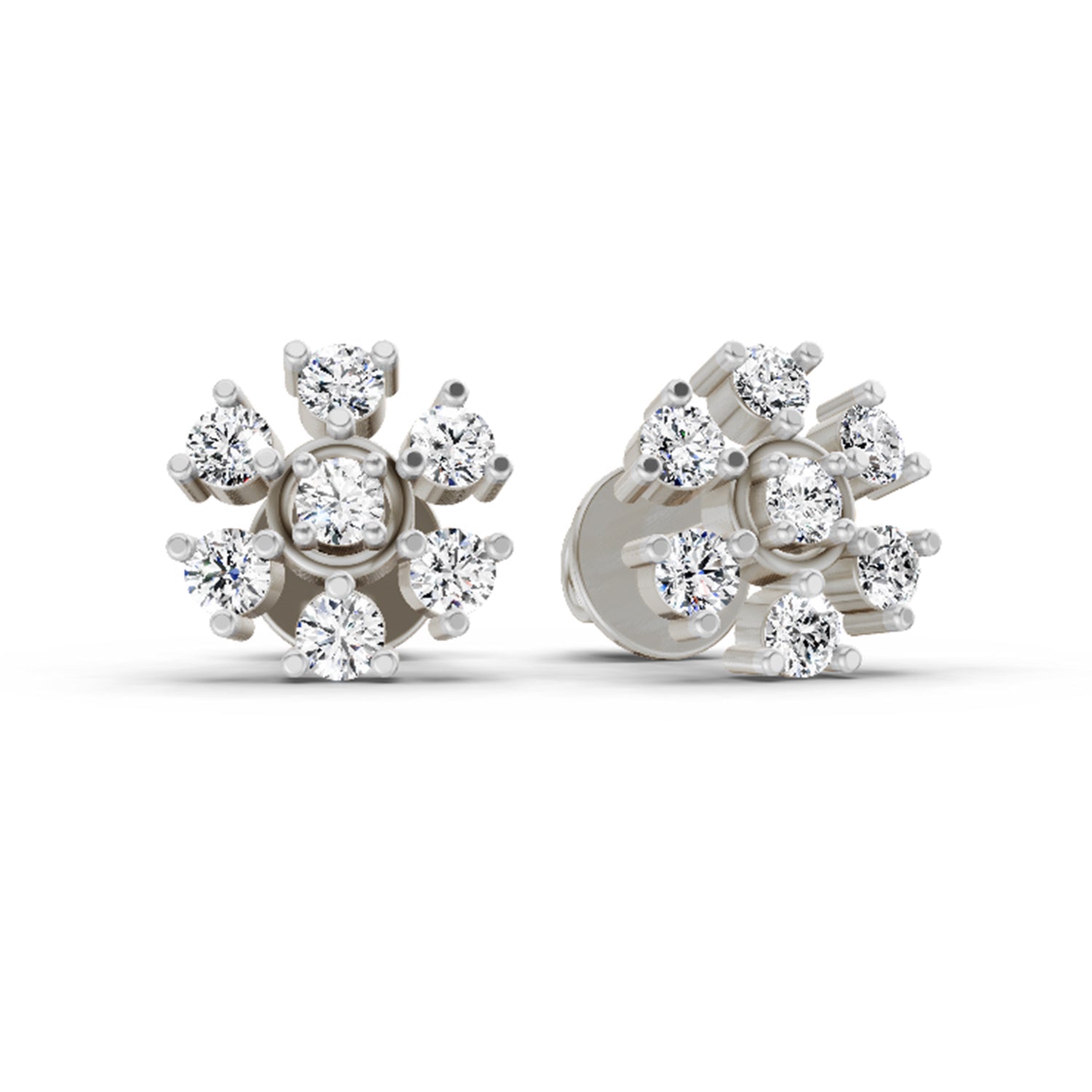 0.70 Ct Round Lily Earrings | 14K Rose Gold