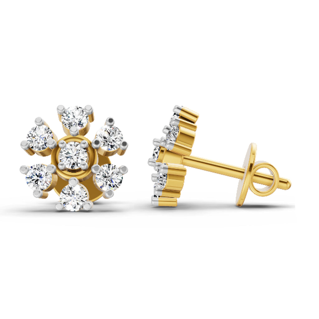 0.70 Ct Round Lily Earrings | 14K Rose Gold
