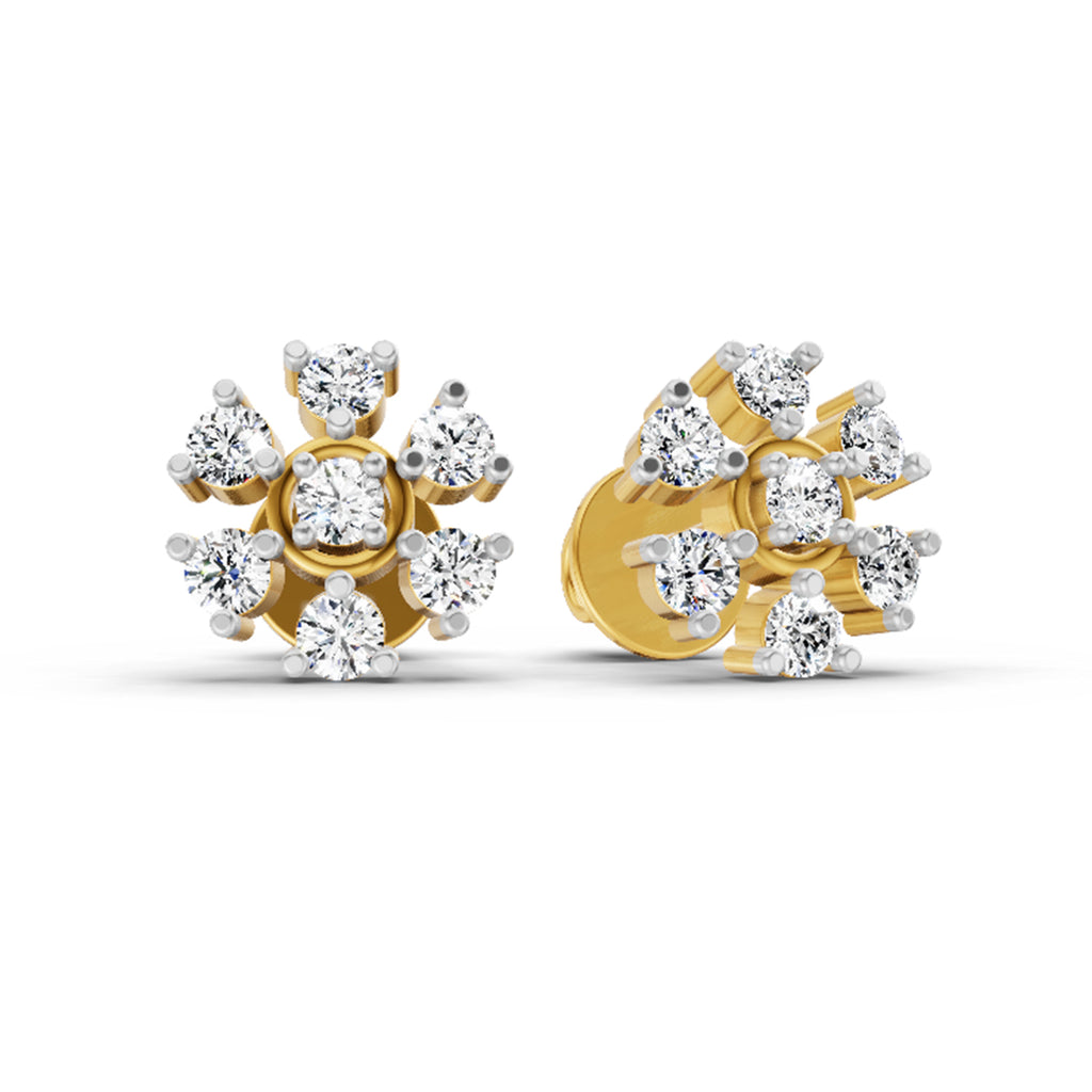 0.70 Ct Round Lily Earrings | 14K Rose Gold