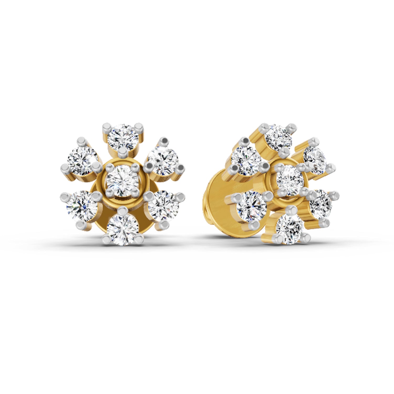 0.70 Ct Round Lily Earrings | 14K Rose Gold