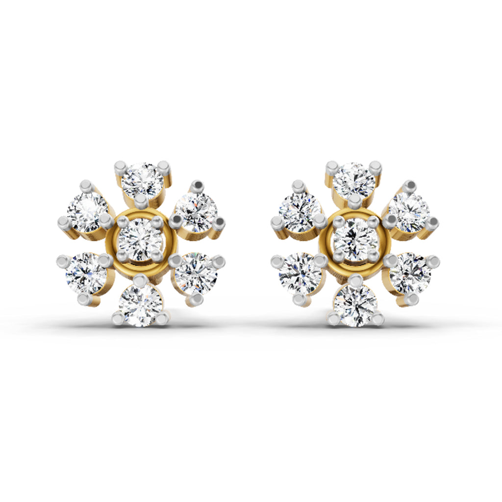 0.70 Ct Round Lily Earrings | 14K Rose Gold