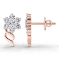 0.73 Ct Round Flower Stud Earrings | 14K Rose Gold