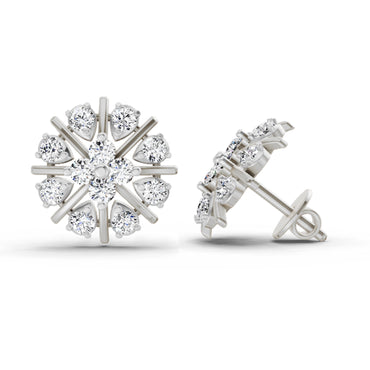 0.87 Ct Round Fashion Stud Earrings | 14K White Gold