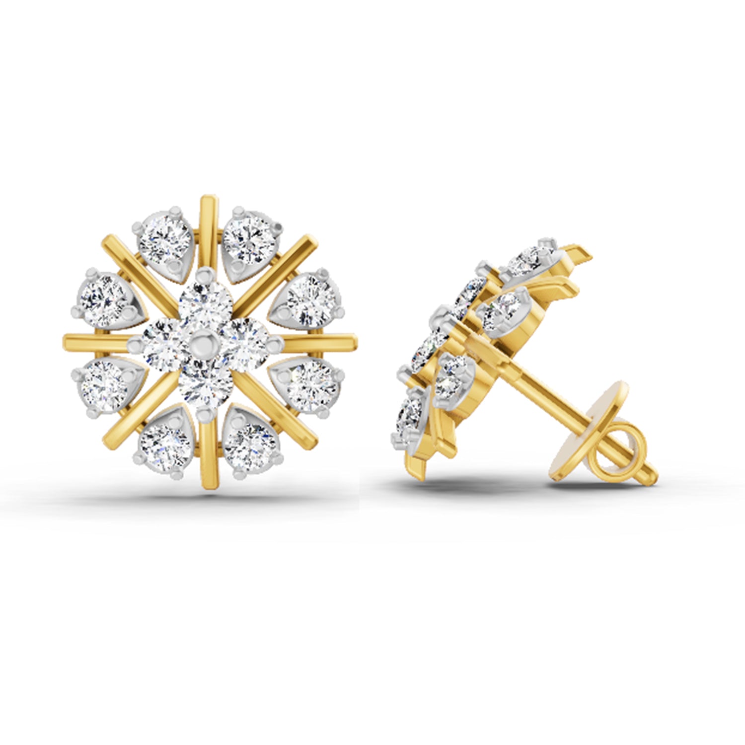 0.87 Ct Round Fashion Stud Earrings | 14K Yellow Gold