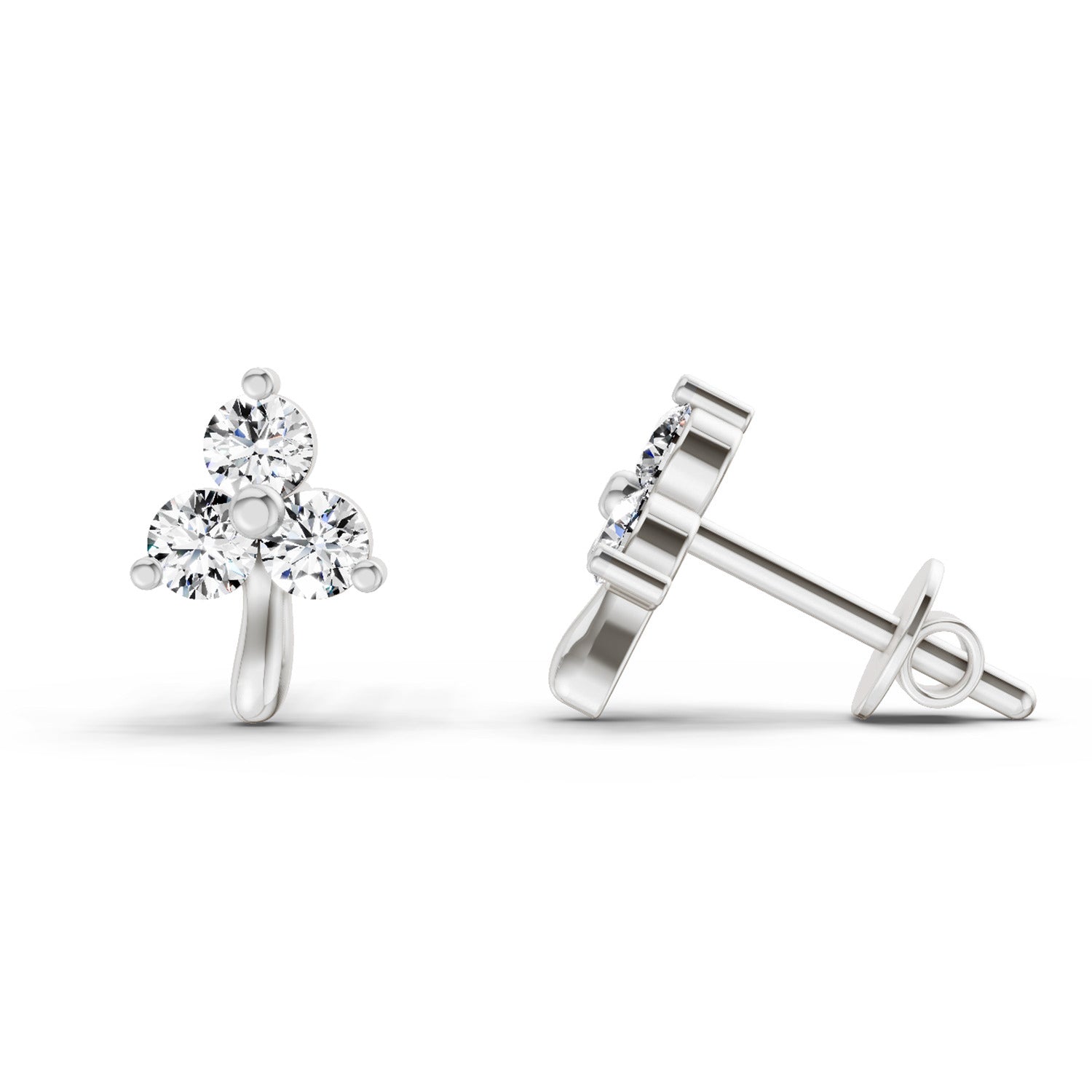 0.35 CtRound Shape Earrings | 14K White Gold