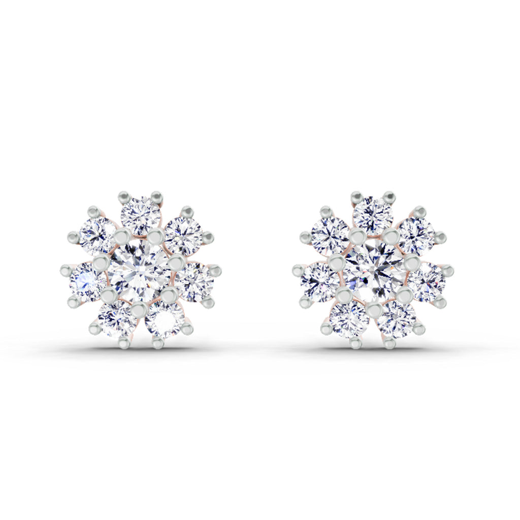 2.89 Ct Round Shape Halo Diamond Earrings | 14K Rose Gold