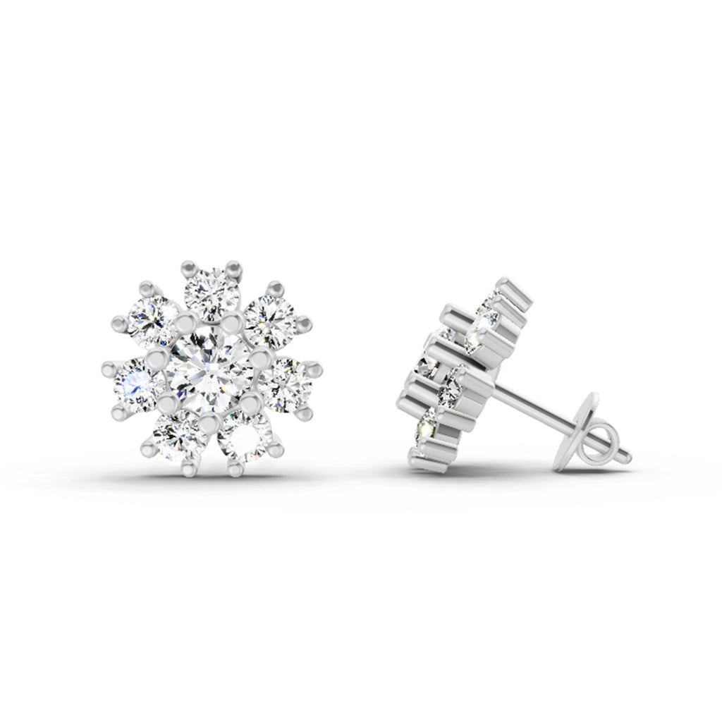 2.89 Ct Round Shape Halo Diamond Earrings | 14K Rose Gold
