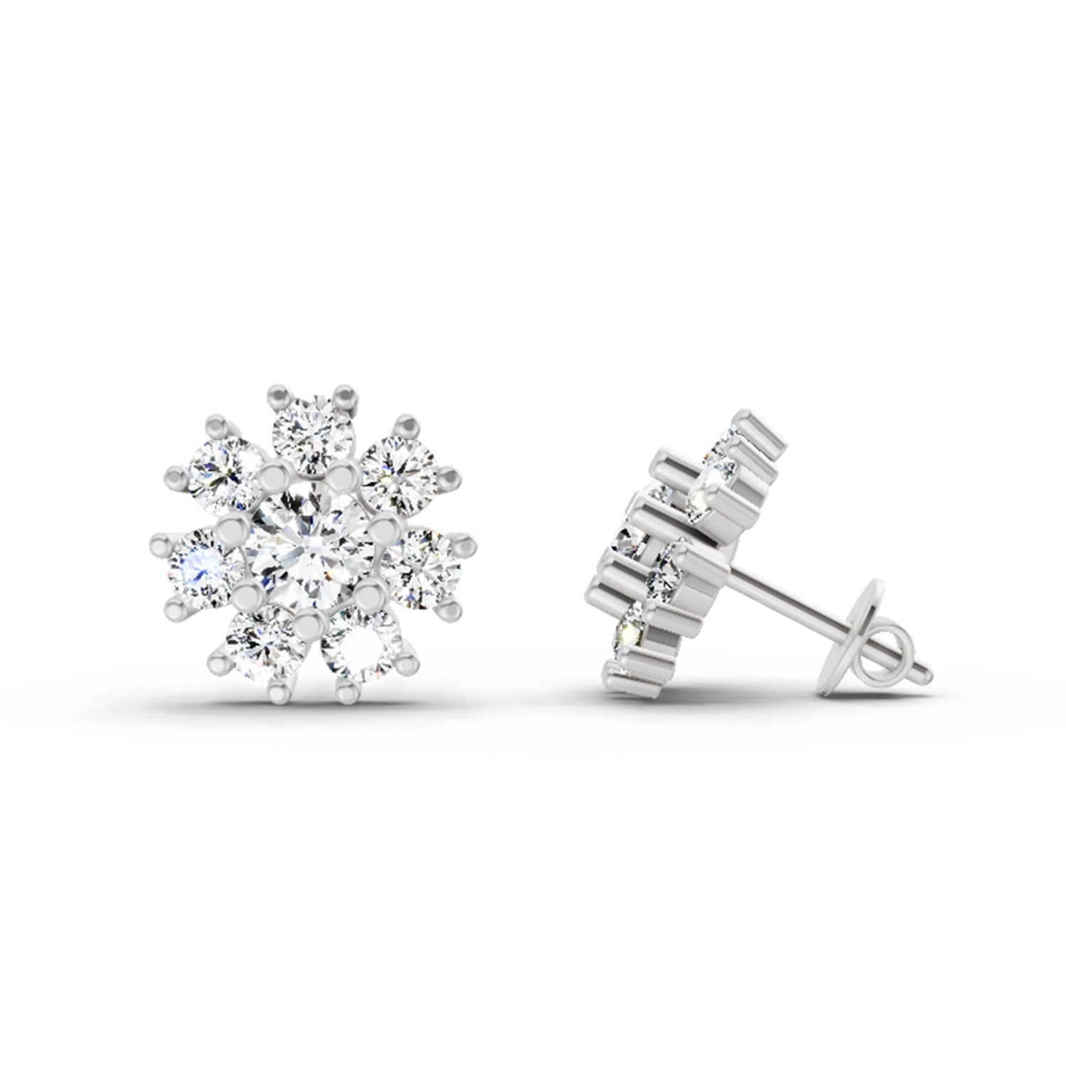 2.89 Ct Round Shape Halo Diamond Earrings | 14K Rose Gold