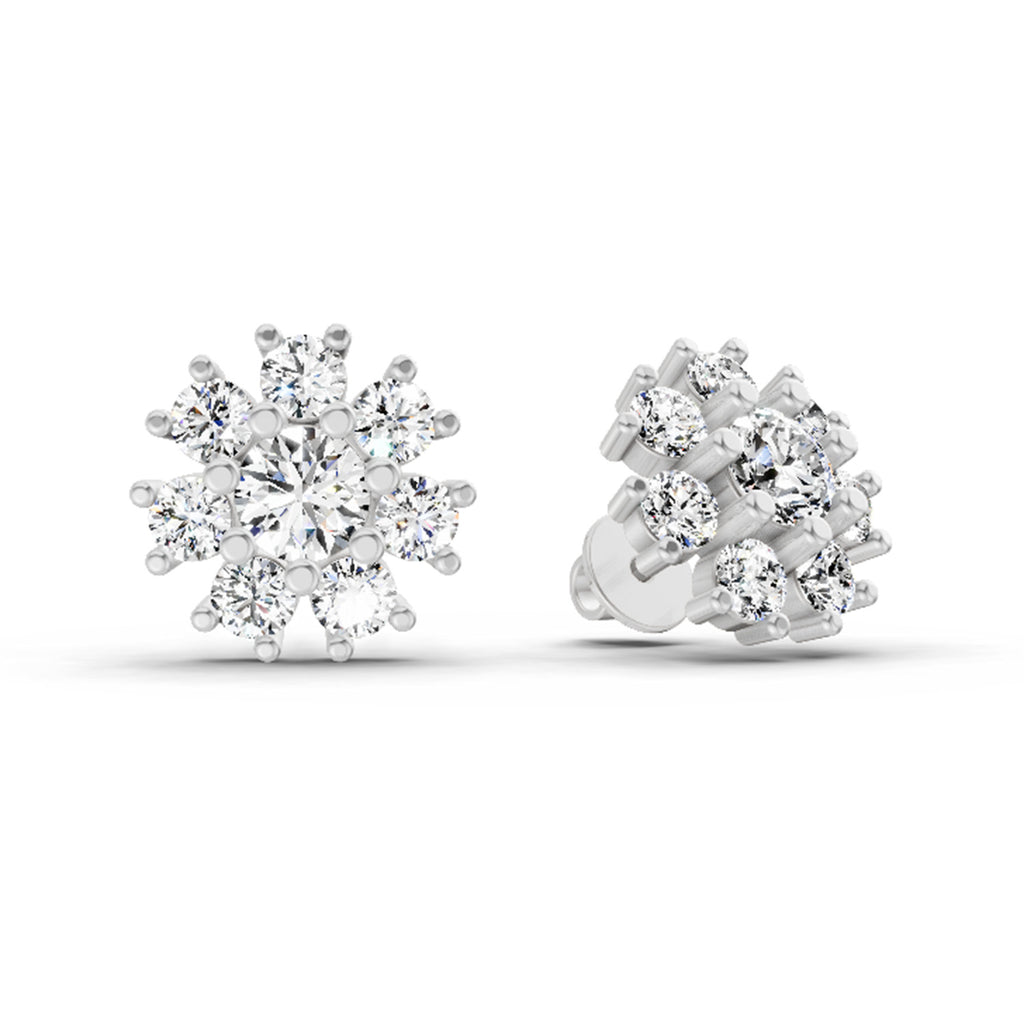 2.89 Ct Round Shape Halo Diamond Earrings | 14K Rose Gold