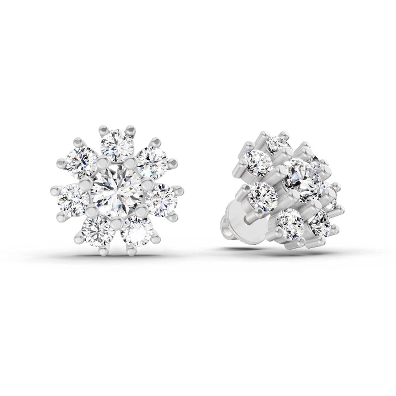 2.89 Ct Round Shape Halo Diamond Earrings | 14K Rose Gold