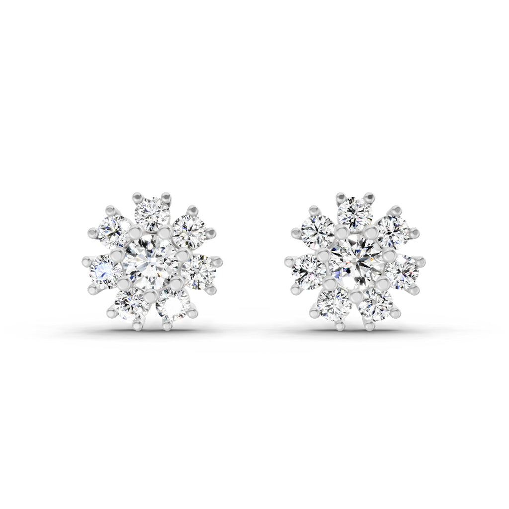 2.89 Ct Round Shape Halo Diamond Earrings | 14K Rose Gold