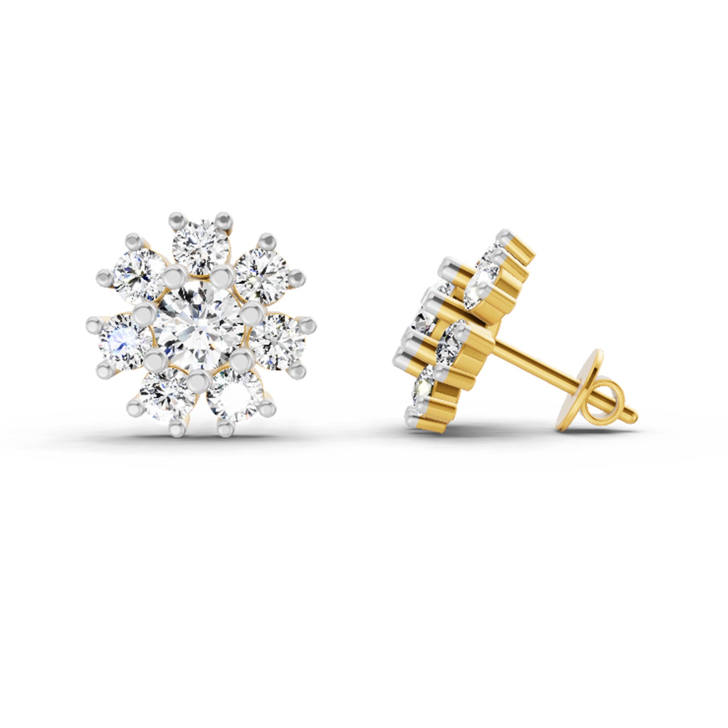 2.89 Ct Round Shape Halo Diamond Earrings | 14K Rose Gold