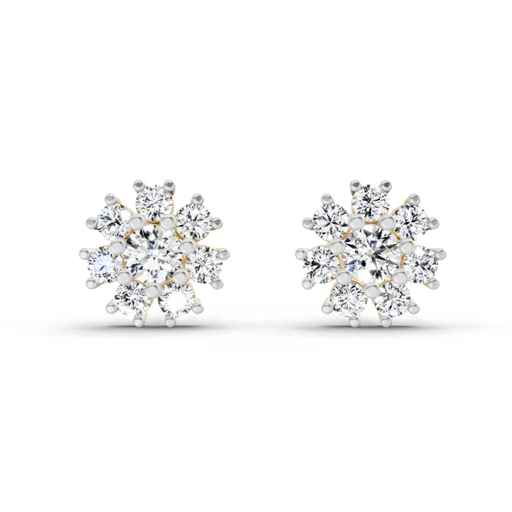 2.89 Ct Round Shape Halo Diamond Earrings | 14K Rose Gold