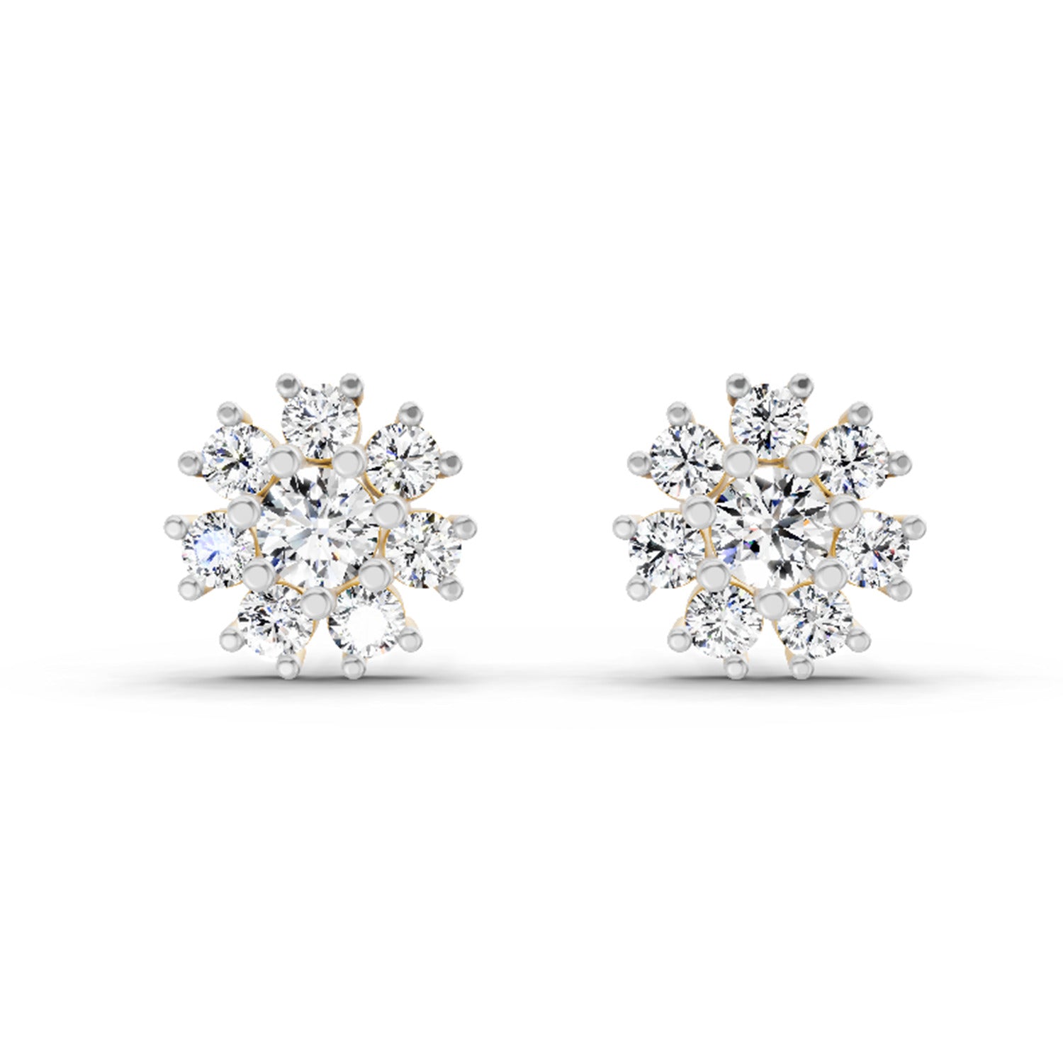 2.89 Ct Round Shape Halo Diamond Earrings | 14K Rose Gold