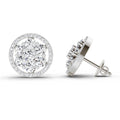 1.78 Ct Round Halo Cluster Stud Earrings | 14K White Gold