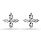1.44 Ct Marquise Shape Cluster Diamond Stud Earrings | 14K Rose Gold