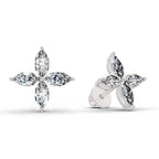 1.44 Ct Marquise Shape Cluster Diamond Stud Earrings | 14K Rose Gold