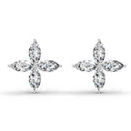 1.44 Ct Marquise Shape Cluster Diamond Stud Earrings | 14K Rose Gold