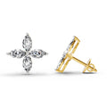 1.44 Ct Marquise Shape Cluster Diamond Stud Earrings | 14K Yellow Gold
